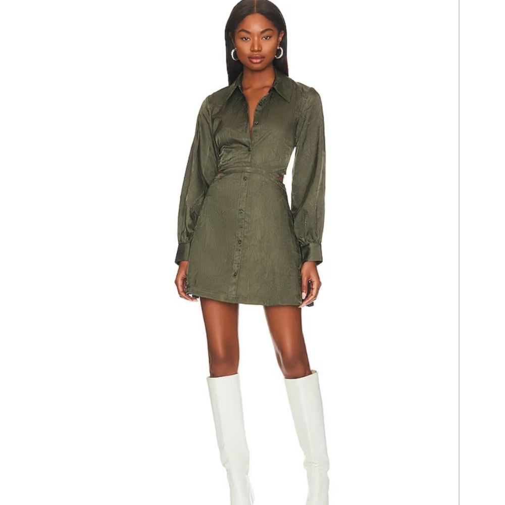 REVOLVE Jonathan Simkhai Baylor Size Medium Green Satin Side Cut Out Mini Dress
